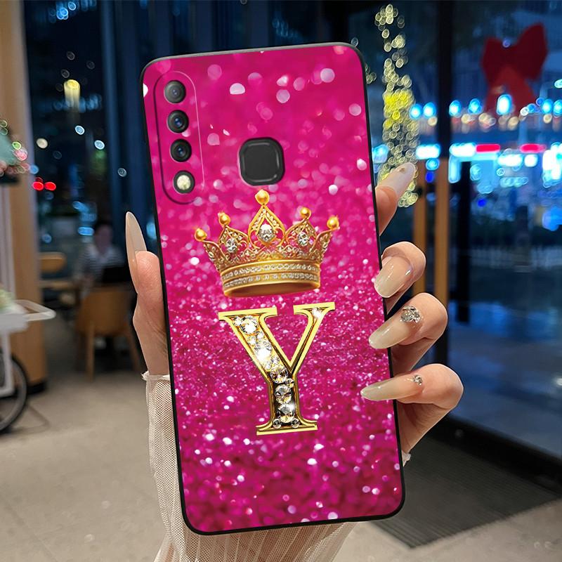 Beautiful A To Z Letter Crown Casing For Infinix S4 Smart3 Plus X626 X267 Case Black Soft Silicone Shockproof Shell