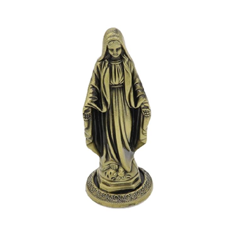 Vintage Designs Standing Maria Figurine Antique Metal Religous Figure Sculpture Miniature Ornament Spiritual Decoration