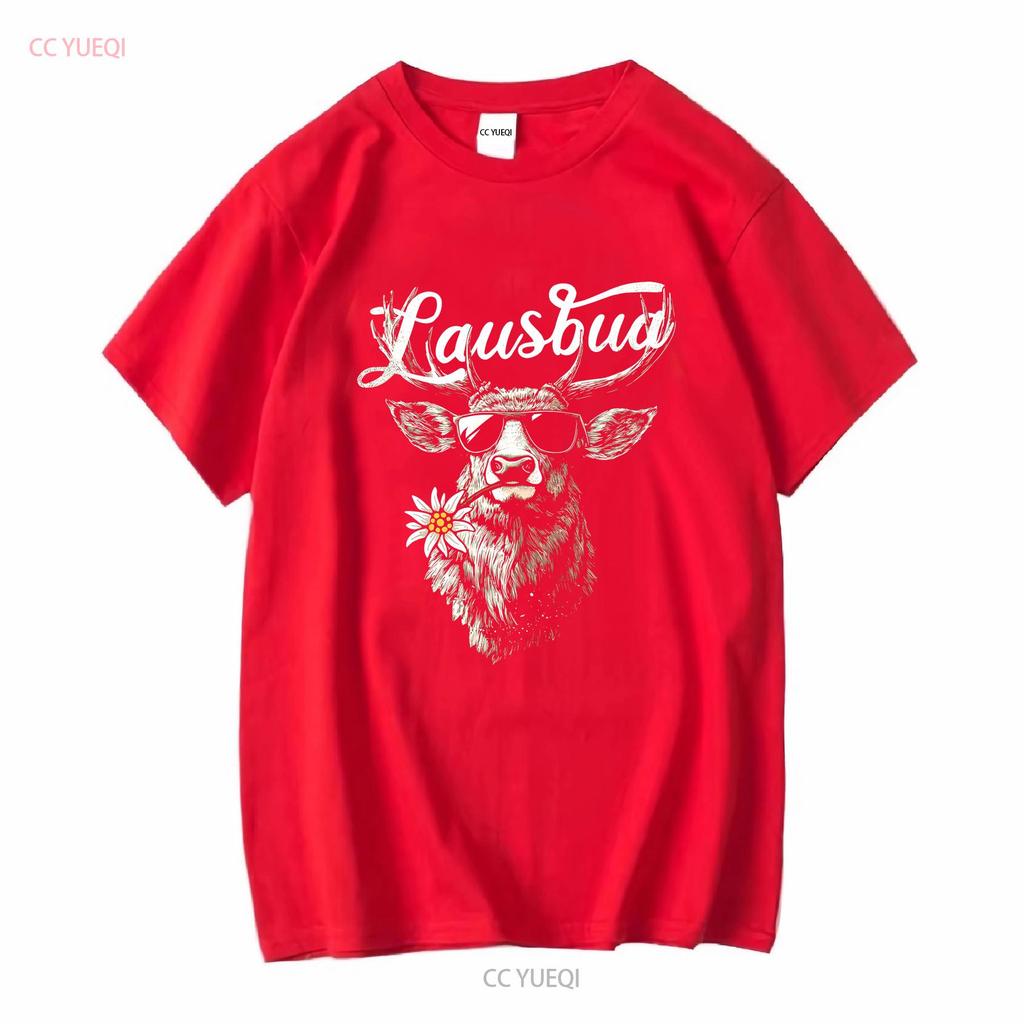 Men's T Shirt Costume Hisch Alpen Edelweiss Lettering Lausbua Bavaria Vintage Washed Stylish Soft Stretched Designer Clothes