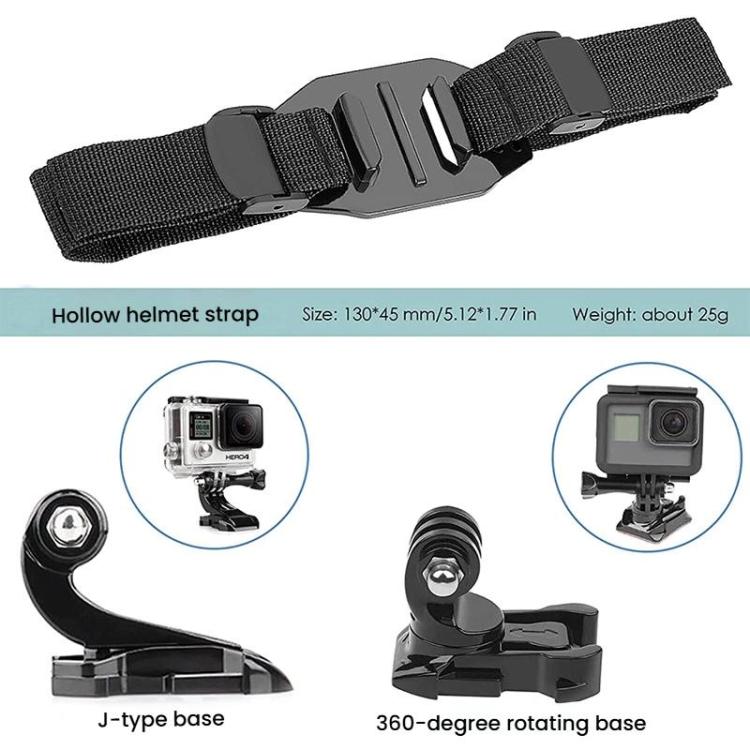 Universal Adjustable‑Strap Bike Helmet Camera Mount, 360° Swivel J‑Hook Bracket for GoPro Insta360 DJI Action Cameras
