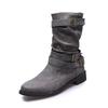 Women'S  Chelsea Boots Pointed Toe Stacked Mid Calf Boots Western Buckle Detail Chunky Heel Comfortable Non-Slip Fashion