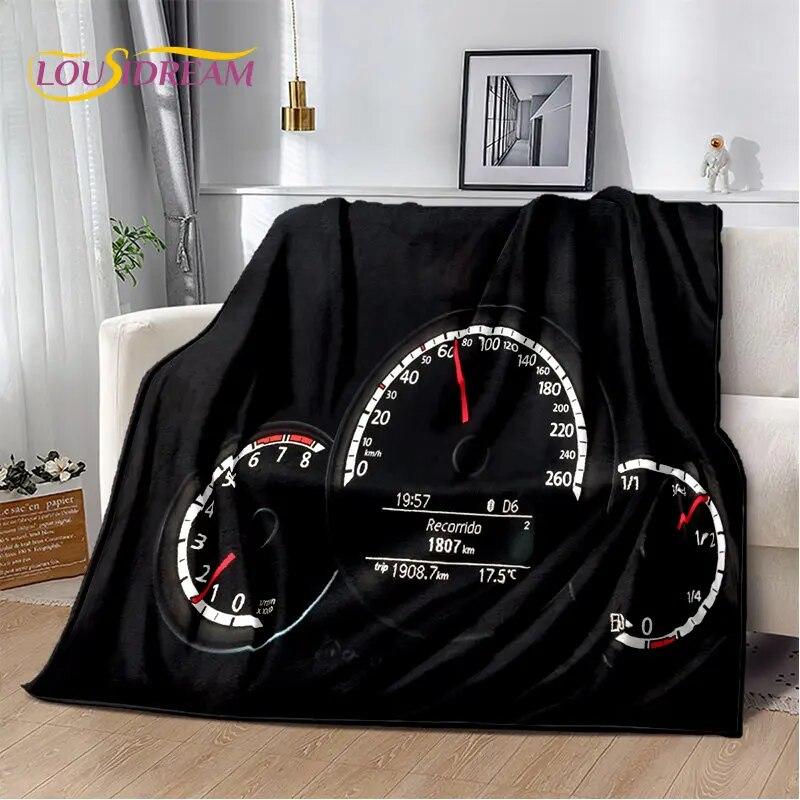 3D-Rennwagen-Armaturenbrett, weiche Plüsch-Steppdecke, Flanelldecke, Überwurfdecke für Wohnzimmer, Schlafzimmer, Bett, Sofa, Picknick-Abdeckung