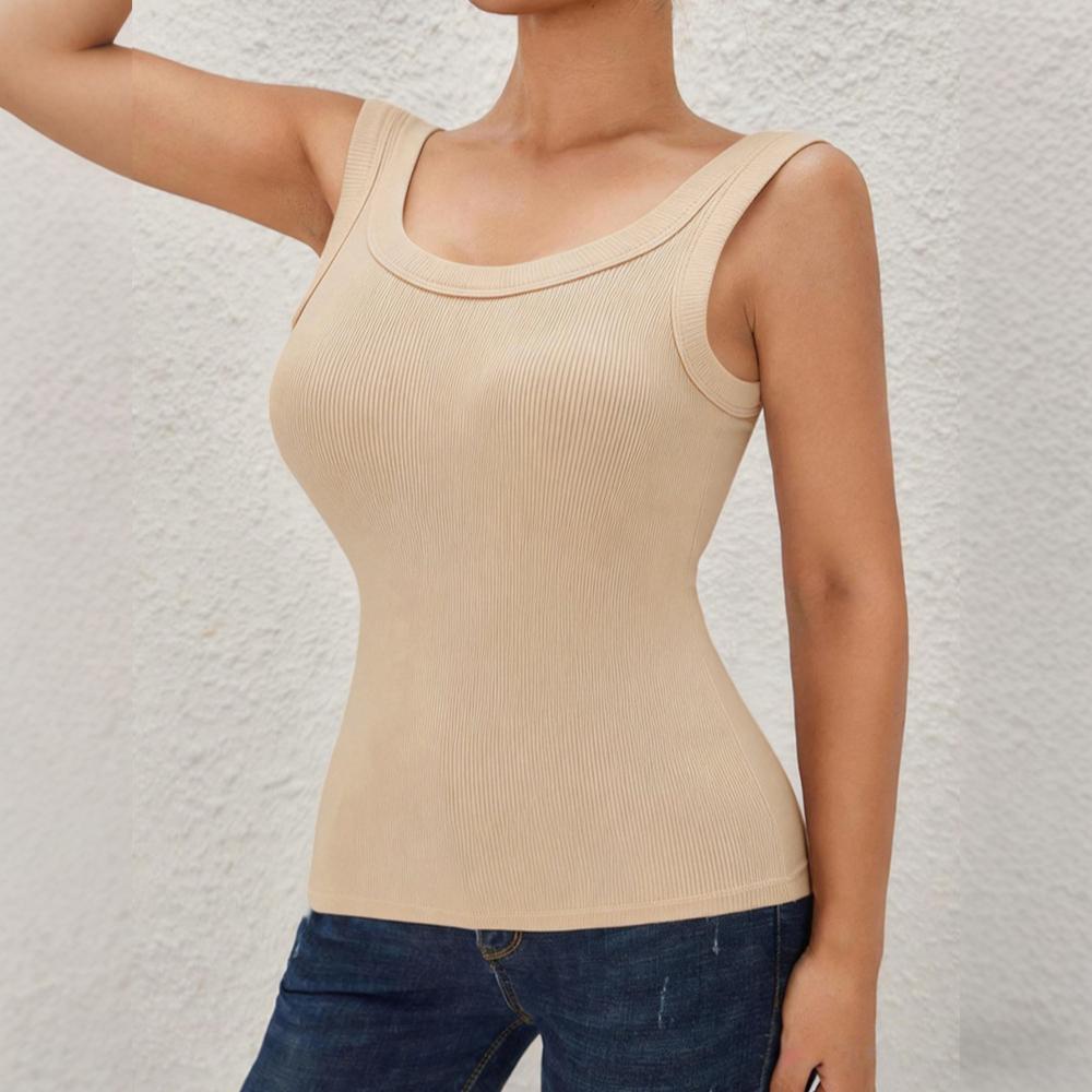 Women's Ribbed Shapewear Tank Tops with Built-in Bra Tummy Control Compression Camisole Slimming Shapewear Top for Daily & Outer Wear