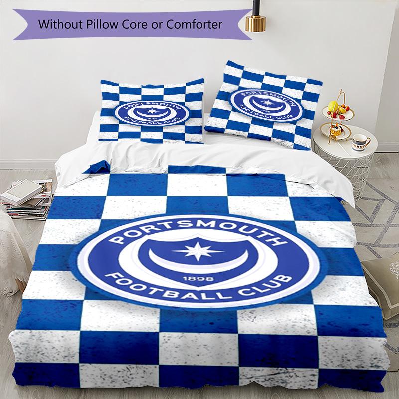 Ports-mouth Fc Anniversary Printed Pattern Duvet Cover Set – includes 1 duvet cover and 2 matching pillowcases Bedroom decor Christmas gifts