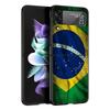 Phone Case for Samsung Galaxy Z Flip 3 4 5 6 7 Folding Black Shell For Samsung Z Flip4 Flip5 PC Hard Cover Large Brazil Flag