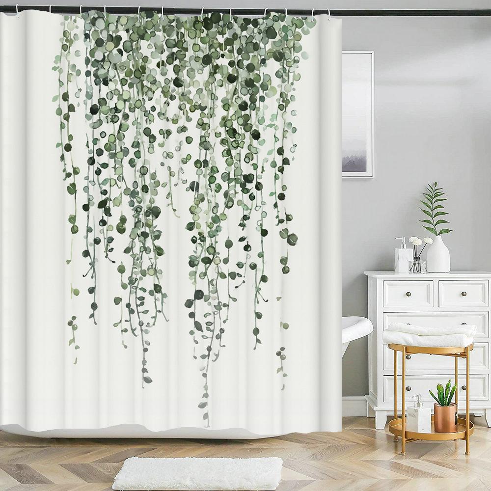 Plants Flower Shower Curtains Butterflies Bathroom Bathtub Decoration Waterproof Polyester Bath Curtain Home Decor with Hooks