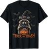 Halloween Raccoon Funny Trick Or Trash Spooky Vibe Autumn Tshirt 100 Cotton Trendy Y2k Shortsleeve Tee Soft Quickdrying