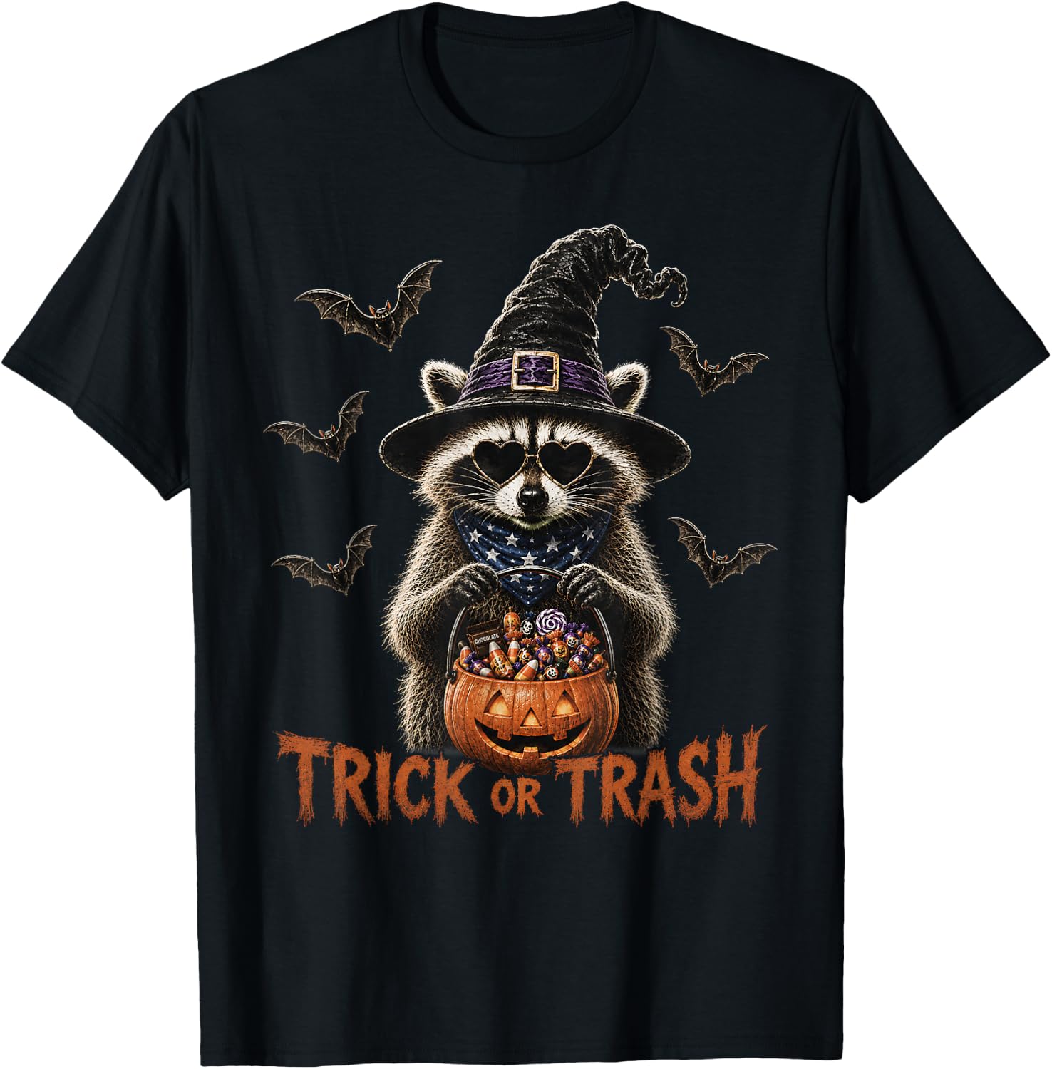 Halloween Raccoon Funny Trick Or Trash Spooky Vibe Autumn Tshirt 100 Cotton Trendy Y2k Shortsleeve Tee Soft Quickdrying S