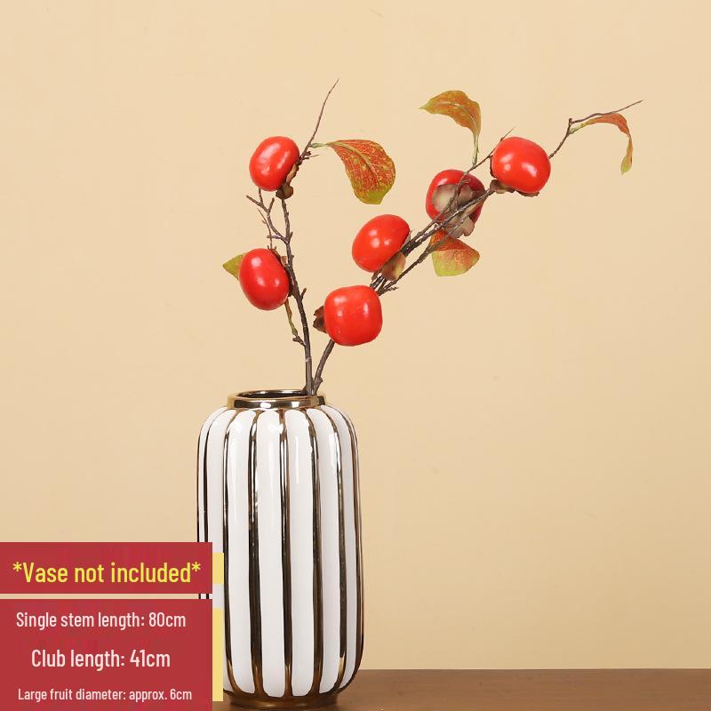 Artificial Pomegranate Persimmon Branch: Red Berry Fruit for Living Room or Entrance Hall Decoration - Chinese Style