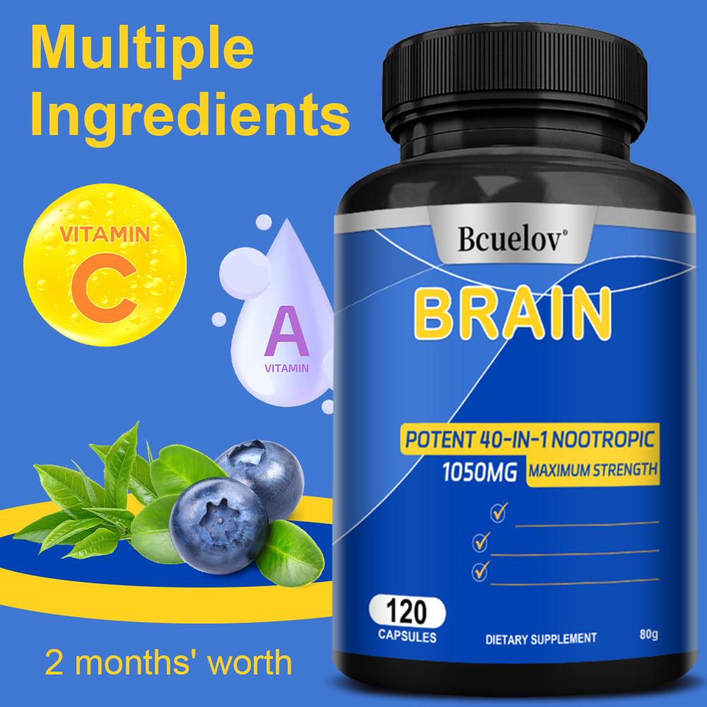 Bcuelov Brain Energy Capsules, a brain nutrition supplement, 120 capsules.
