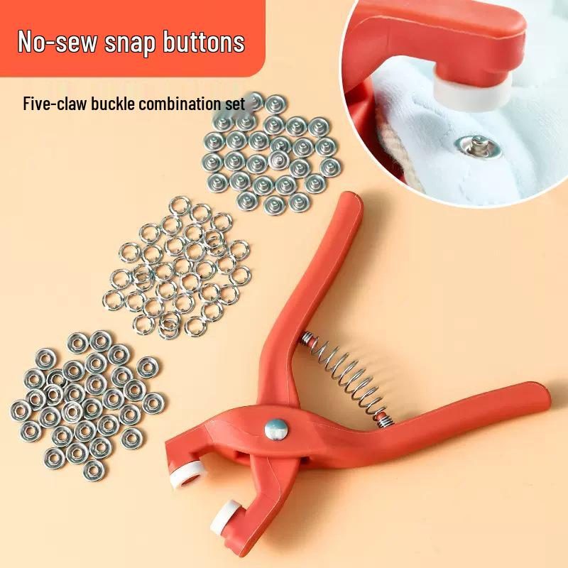Five-Prong No-Sew Snap Button Tool: Concealed Hand Press Pliers & Multifunctional Button Set