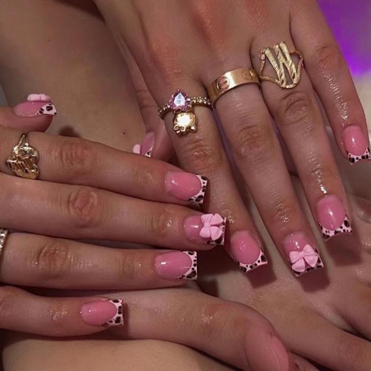 

Trendy Leopard Print French Bow Nail Art Pieces - Sweet & Lovely Design