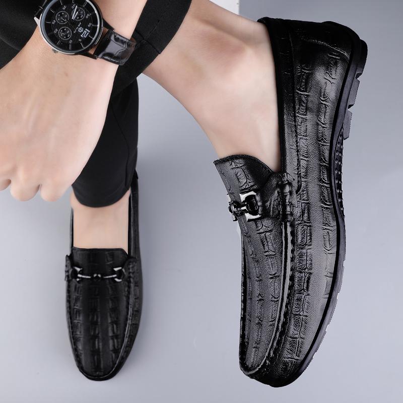 Spring Luxury Brand Shoes Men Classic Genuine Leather Mens Slip-On Driving Shoes Pattern Casual Office Shoes