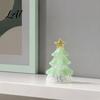 Handmade Crystal Figurine Glass Christmas Tree Lighted Figurine Mini Luminous Xmas Clear with Gold Star Night Light Art Tabletop Holiday Decoration