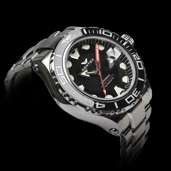 Kentex Marineman Sea Angler Black Automatic Men's Metal Belt S706X-01 Wrist Watch
