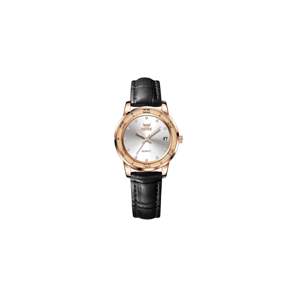 Women s Analog Watch Shell Face Calendar Stylish Embossed Leather Band Quartz Classic Black