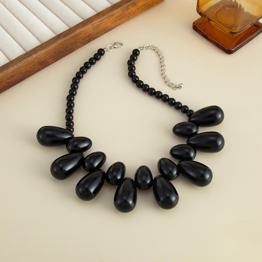 Exaggerated Water Drop Resin Pendant Choker Necklace Women Boho Clavicle Chain Statement Jewelry Gift