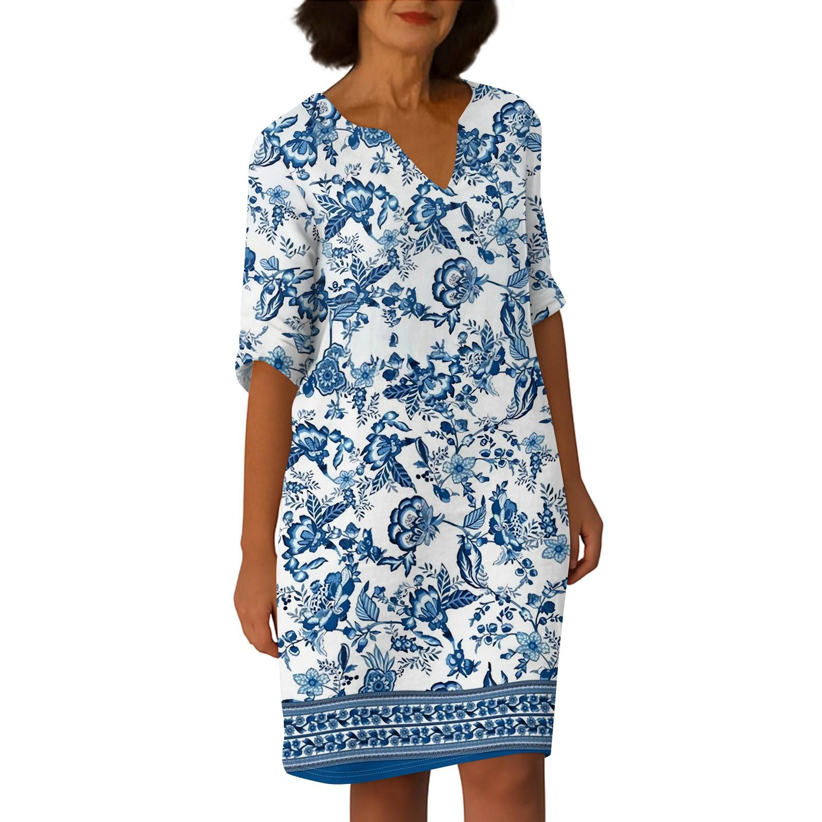 

Сукні для жінок Вінтажна туніка з талією міді, літня повсякденна сукня з половиною рукава M