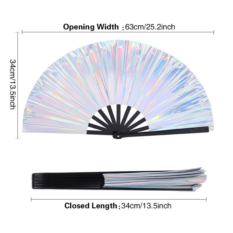 1PC Hand Rave Fan Large Music Festival Fan Gifts Folding Fan Colorful Foldable Fan 33cm