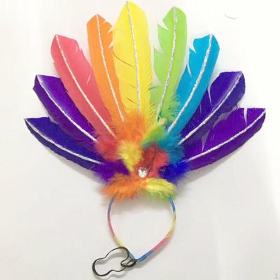 Carnival Feather Headdress Dance Headpiece Colorful Hair Hoop Mardi Gras Headband Headwear for Fancy