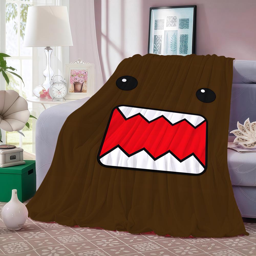 Character D-Domo-kun Throw Lightweight 240g Flannel Blanket Soft Skin-friendly for Summer Cooling