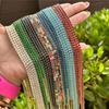 Mix Color 3mm CZ 1 Row Shiny Tennis Chain Necklace HipHop Iced Out Bling Cubic Zircon Choker Jewelry Gold Plated For Women
