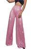 Sparkly High-Waisted Sequin Wide-Leg Pants for Women