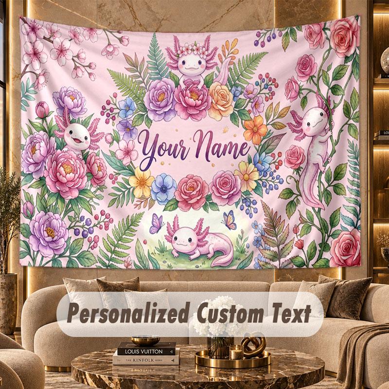 Floral Garden (144) Theme Personalized Tapestry Custom Name Text Wall Hanging Tapestry Home Background Decoration