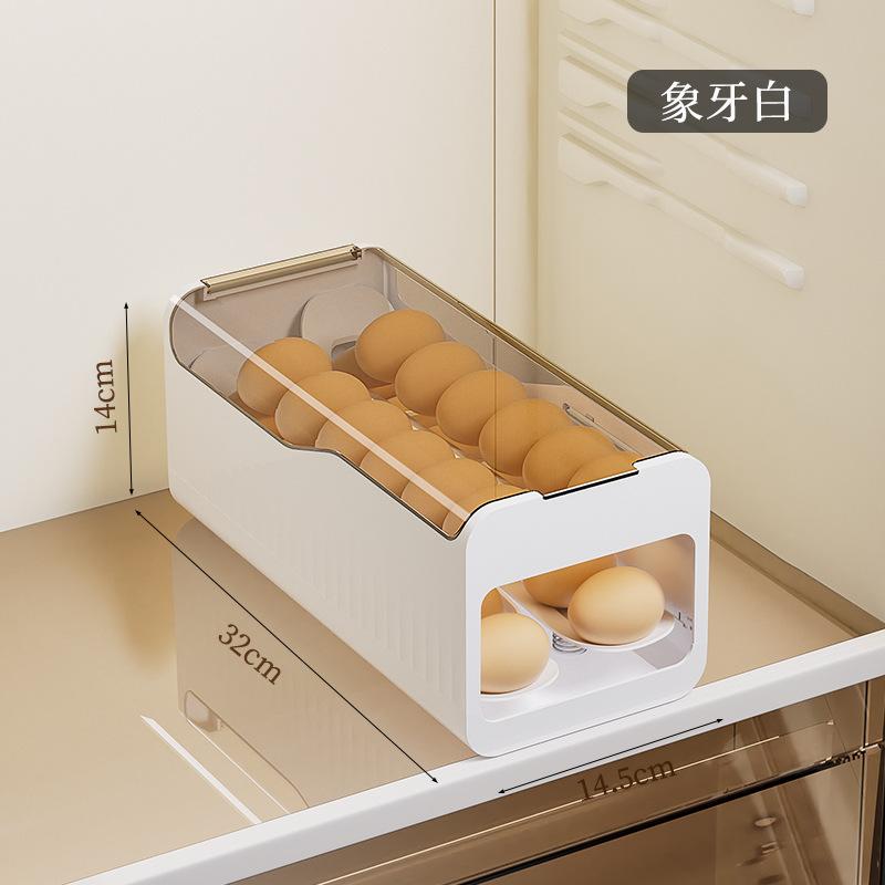 Automatic Rolling Egg Rack Holder Storage Box Refrigerator Egg Organizer Dispenser