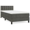 3141522 vidaXL Lit à sommier tapissier et matelas Gris foncé 90x200 cm Velours