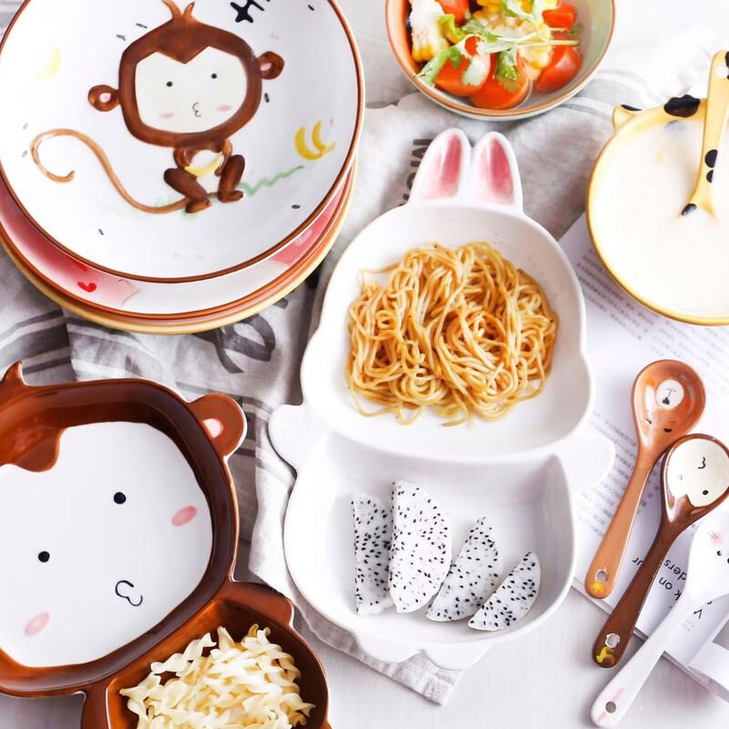 NuFeng Hand-Painted Ceramic Rabbit Divided Plate