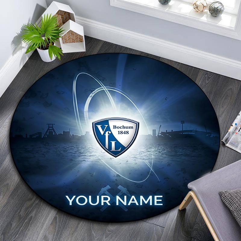 Custom Name VfL Bochum Round Area Rug,Carpet Rug for Living Room Bedroom Sofa Playroom Decor,Non-slip Floor Mat