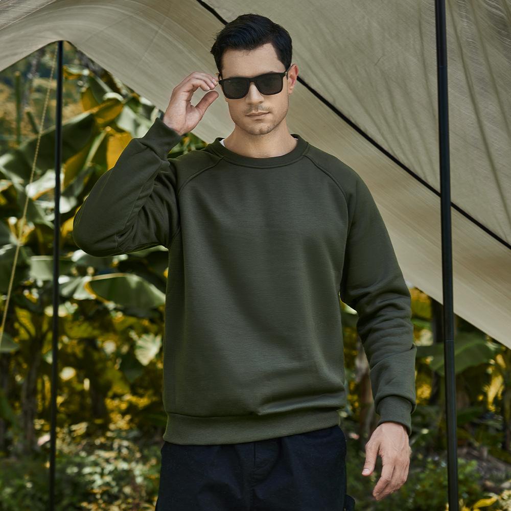 Sweatshirt Men Retro Style Trend Solid Colour Insert Colour Round Neck Sweater Spring and Autumn Long-sleeved Pullover Shirt