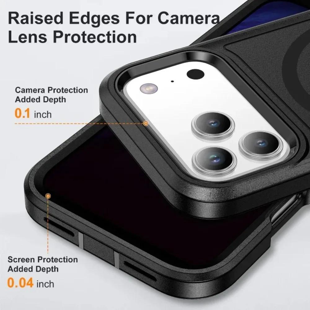 3-in-1 Robuste Militär-Otter-Panzerbox Stoßfeste Handyhülle für iPhone 17 Air 16 15 14 Pro Max Für Magsafe Kabelloses Ladecover