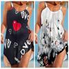 Sleeveless Strap Dress Beach Elegant Summer Letter Love Flower 3d Print Dress Sexy Bohemian Floral Dress Party Evening Dresses