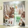 Christmas Curtains Holiday Snow Scene Gingerbread Man Printed Home Decorations Room Curtain Set Of 2 Made Polyester Washable