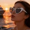 Sparkly Diamond Heart Shaped Sunglasses Women Luxury Designer Letter Birthday Sun Glasses Female Trendy UV400 Party Eyewear Prop