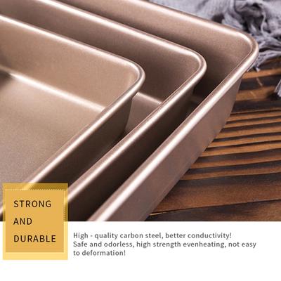 Gold Brand New High Quality Baking Tray Roasting Pan Easy To Demold Heat Conduction Oil Saving Square Cake Tin