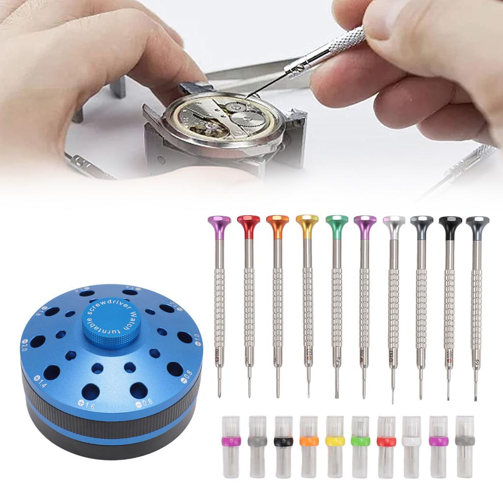 10pcs Professional Slotted Screwdriver Kit Multi Size Screwdriver Set with 20pcs Blades for Eyeglasses