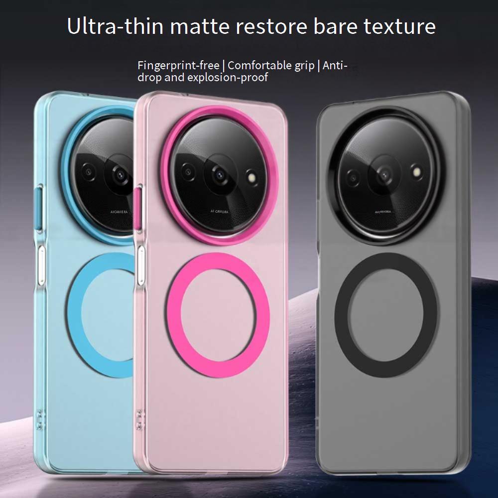 Magsafe Matte Phone Case For Xiaomi Redmi A3 Magnetic Wireless Charging For Xiaomi Redmi A3x Shockproof Back Cover