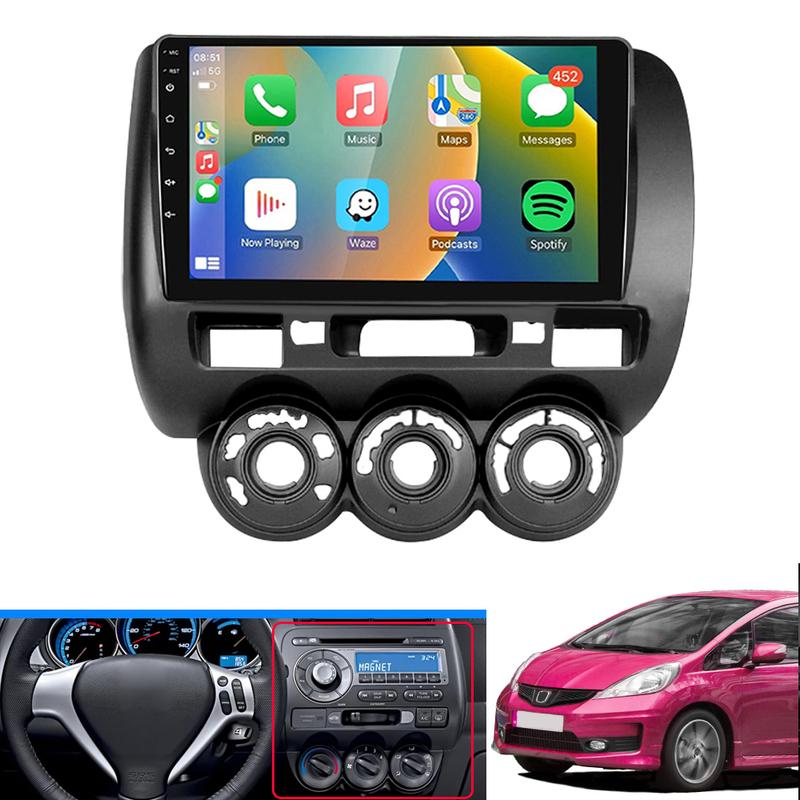 Car Stereo Radio Fascia Panel 2 Din Frame For Honda Fit Jazz 2004-2007 Manual A/C Right Wheel