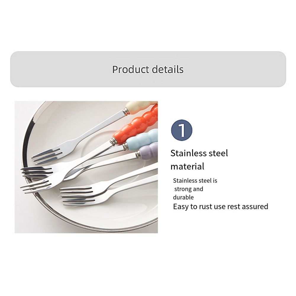 Stainless Steel Ceramic Storage Tank Candy Color Coffee Dessert Spoon  Household Decoration