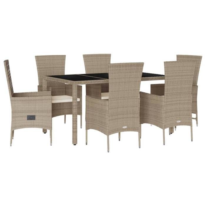 VidaXL Garden Dining Set with Cushions 7 Pcs, Patio Table, Patio Furniture, Outdoor Furniture, Beige 3277577