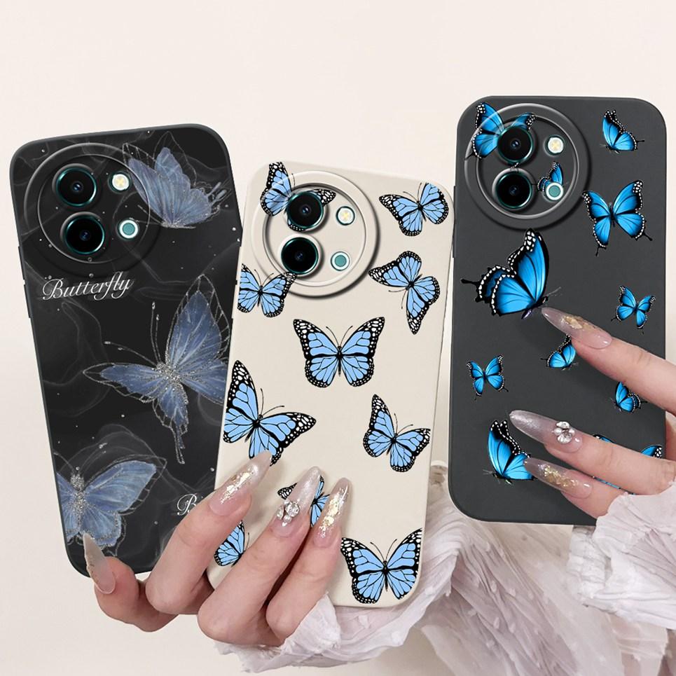 For Vivo Y38 Y58 T3x Y200i Y200t Back Cover Flower Butterfly Women Girly Fashion Phone Case For Vivo V2355 V2388 Liquid Silicone