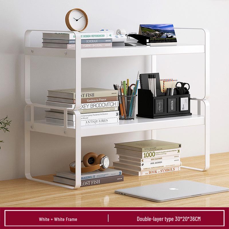 Wrought Iron Desktop Bookshelf for Bedroom, Living Room, or Office - Small, Simple Tabletop Organizer