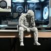 Tactical Equipment Sculpture 3D Printed Soldier Figurine Ornament, Sitting Statue, Desk Accessory Funny Tired for Table Shelf Edge Decor Miniature