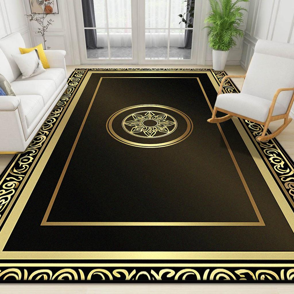 Large Size Luxury Golden Rugs for Living Room Home Nordic Style Bedroom Decor Carpet Non-slip Coffee Table Mat Tapis Salon