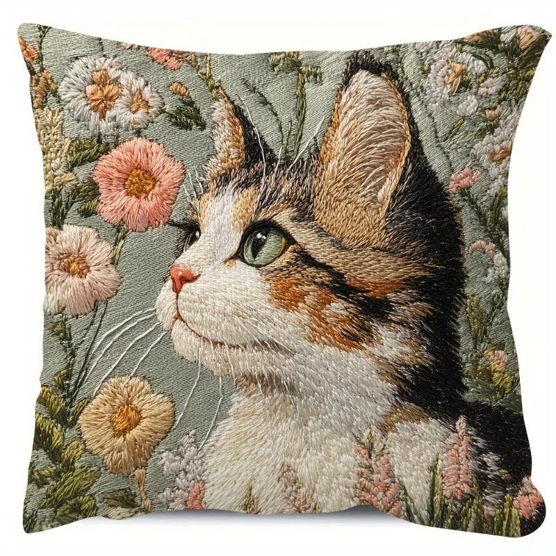 VIKAMA Bohemian Style Cat Cushion Covers Chair Living Room Pillowcase Cozy Zipper Sofa Pillow Covers Bedroom Indoor Home Decor