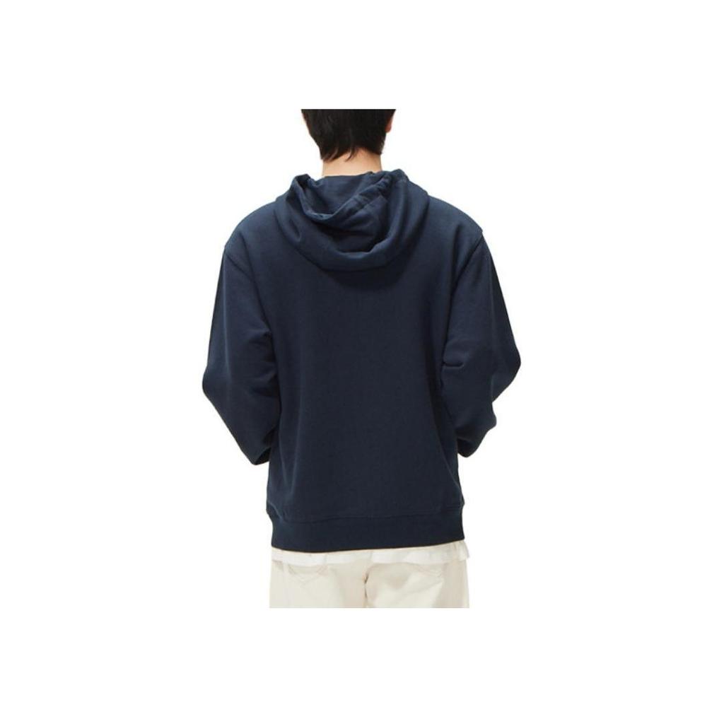 Korean Style Letter Print Hooded Long Sleeve Sweatshirt Unisex sweatshirt Navy-Blue LE2403HD01NA