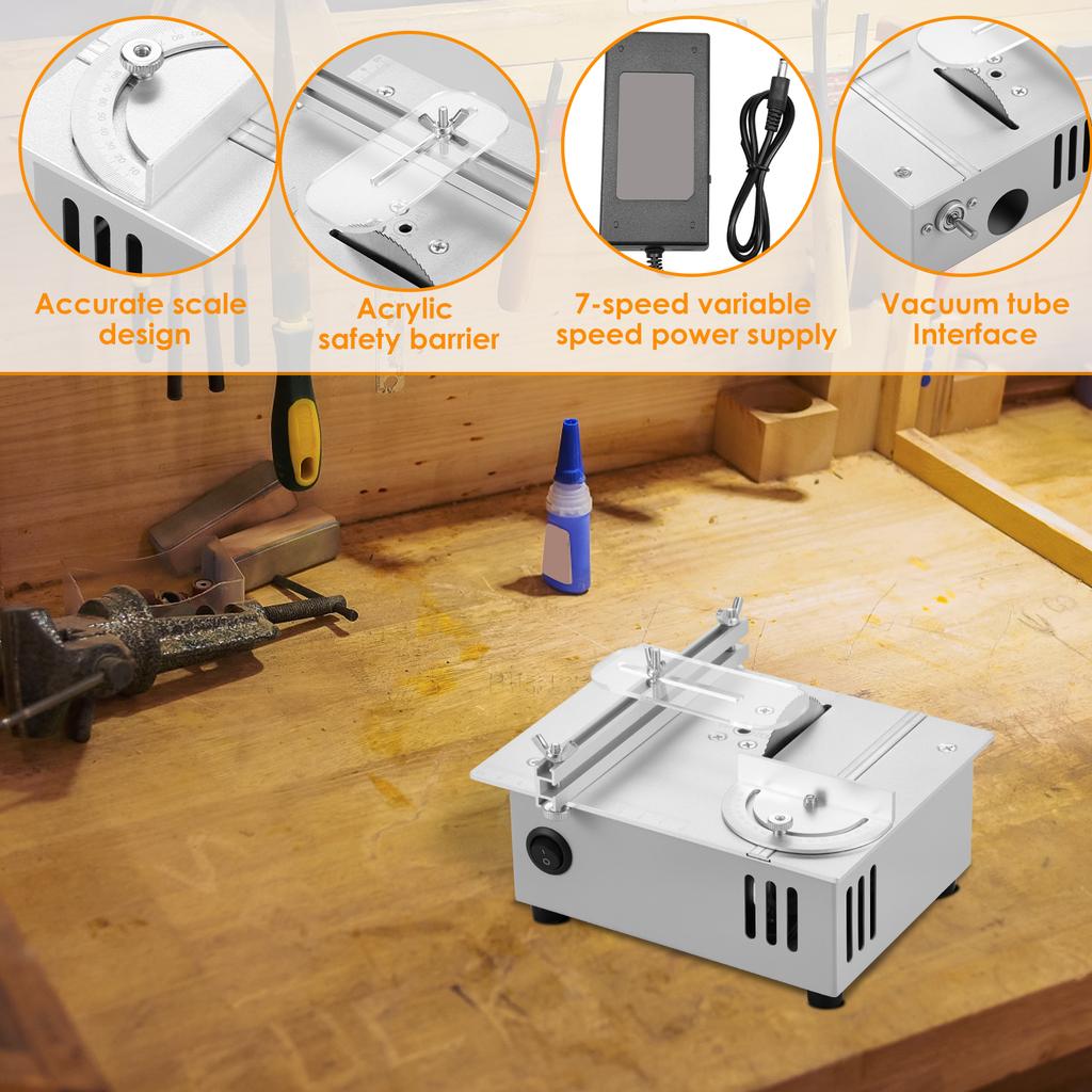 Mini Electric Table Saw 7 Speed Adjustable Small Household DIY Cutting Machine Bench Saw for Cutting Pcb Acrylic Wood